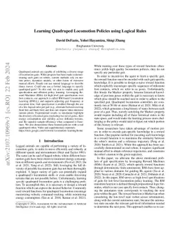 Learning Quadruped Locomotion Policies using Logical Rules
