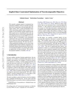 Implicit Rate-Constrained Optimization of Non-decomposable Objectives