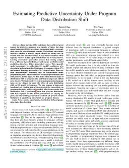 Estimating Predictive Uncertainty Under Program Data Distribution Shift