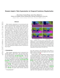 Domain Adaptive Video Segmentation via Temporal Consistency
  Regularization