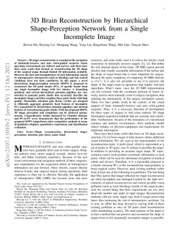 3D Brain Reconstruction by Hierarchical Shape-Perception Network from a
  Single Incomplete Image