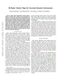 3D Radar Velocity Maps for Uncertain Dynamic Environments