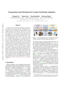 Transporting Causal Mechanisms for Unsupervised Domain Adaptation