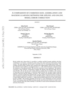 A comparison of combined data assimilation and machine learning methods
  for offline and online model error correction