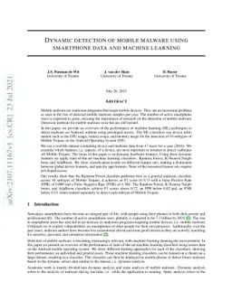 Dynamic detection of mobile malware using smartphone data and machine
  learning