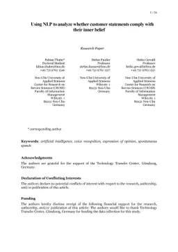 Using NLP to analyze whether customer statements comply with their inner
  belief