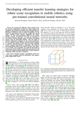 Developing efficient transfer learning strategies for robust scene
  recognition in mobile robotics using pre-trained convolutional neural
  networks