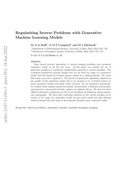 Regularising Inverse Problems with Generative Machine Learning Models