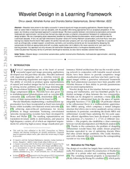 Wavelet Design in a Learning Framework