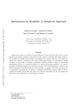 Optimization on manifolds: A symplectic approach