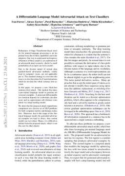 A Differentiable Language Model Adversarial Attack on Text Classifiers