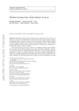 Machine Learning with a Reject Option: A survey