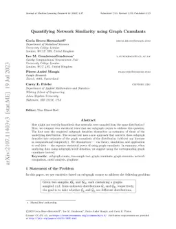Quantifying Network Similarity using Graph Cumulants