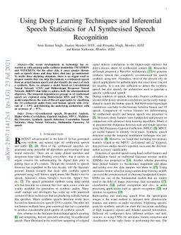 Using Deep Learning Techniques and Inferential Speech Statistics for AI
  Synthesised Speech Recognition