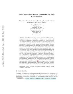 Self-Correcting Neural Networks For Safe Classification