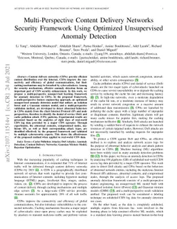 Multi-Perspective Content Delivery Networks Security Framework Using
  Optimized Unsupervised Anomaly Detection