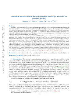 Distributed stochastic inertial-accelerated methods with delayed
  derivatives for nonconvex problems