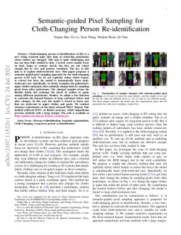 Semantic-guided Pixel Sampling for Cloth-Changing Person
  Re-identification