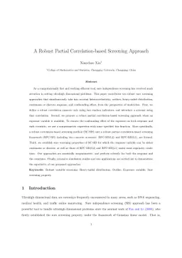 A Robust Partial Correlation-based Screening Approach