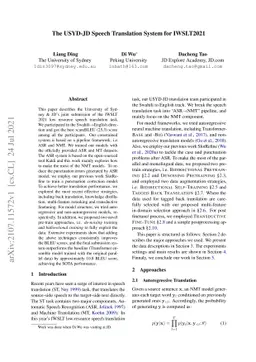 The USYD-JD Speech Translation System for IWSLT 2021