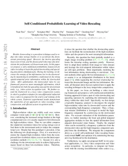 Self-Conditioned Probabilistic Learning of Video Rescaling