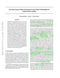 Invariance-based Multi-Clustering of Latent Space Embeddings for
  Equivariant Learning