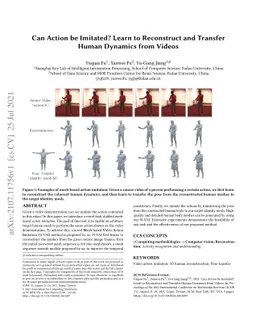 Can Action be Imitated? Learn to Reconstruct and Transfer Human Dynamics
  from Videos