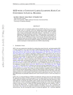 SGD with a Constant Large Learning Rate Can Converge to Local Maxima