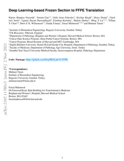 Deep Learning-based Frozen Section to FFPE Translation
