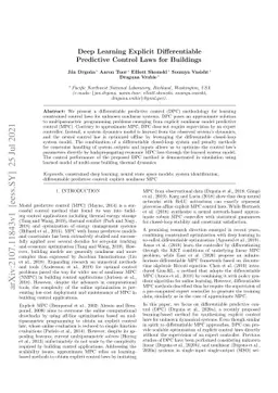 Deep Learning Explicit Differentiable Predictive Control Laws for
  Buildings