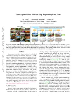 Transcript to Video: Efficient Clip Sequencing from Texts