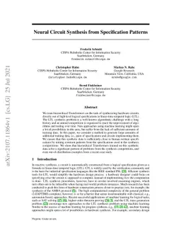 Neural Circuit Synthesis from Specification Patterns