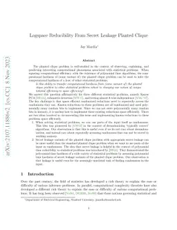 Logspace Reducibility From Secret Leakage Planted Clique