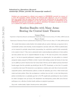 Restless Bandits with Many Arms: Beating the Central Limit Theorem