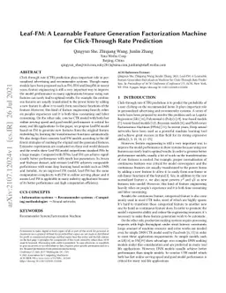 Leaf-FM: A Learnable Feature Generation Factorization Machine for
  Click-Through Rate Prediction