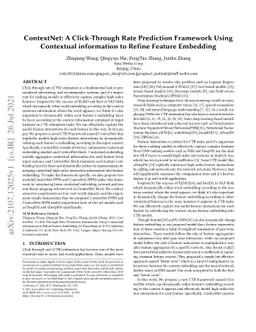 ContextNet: A Click-Through Rate Prediction Framework Using Contextual
  information to Refine Feature Embedding