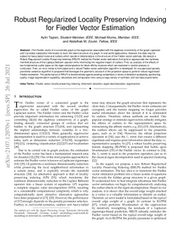 Robust Regularized Locality Preserving Indexing for Fiedler Vector
  Estimation
