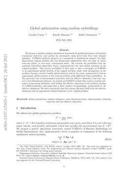 Global optimization using random embeddings