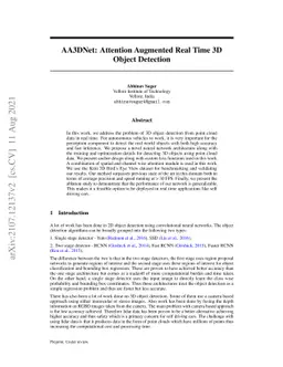 AA3DNet: Attention Augmented Real Time 3D Object Detection