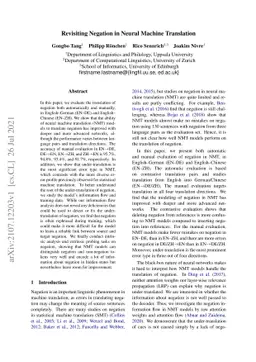 Revisiting Negation in Neural Machine Translation