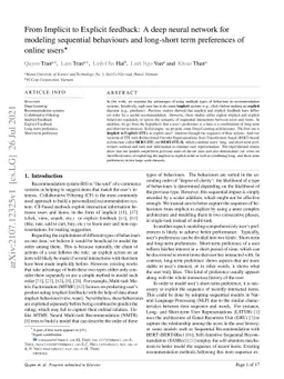 From Implicit to Explicit feedback: A deep neural network for modeling
  sequential behaviours and long-short term preferences of online users