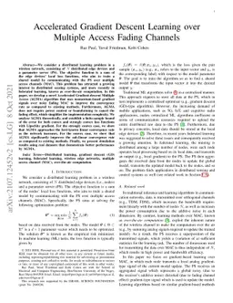 Accelerated Gradient Descent Learning over Multiple Access Fading
  Channels