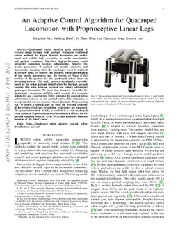 An Adaptive Control Algorithm for Quadruped Locomotion with
  Proprioceptive Linear Legs