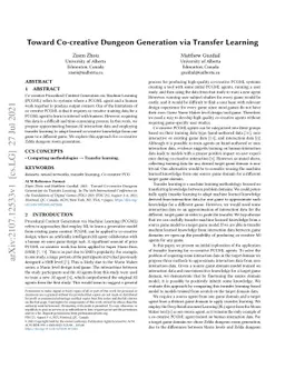 Toward Co-creative Dungeon Generation via Transfer Learning