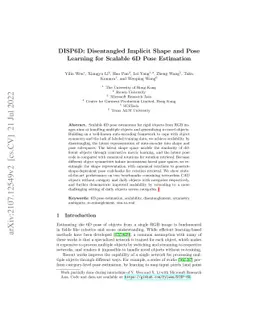 DISP6D: Disentangled Implicit Shape and Pose Learning for Scalable 6D
  Pose Estimation