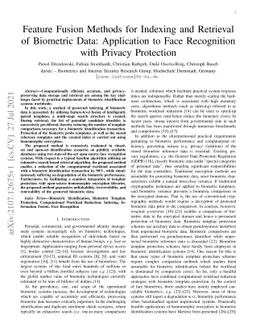 Feature Fusion Methods for Indexing and Retrieval of Biometric Data:
  Application to Face Recognition with Privacy Protection