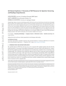 QA Dataset Explosion: A Taxonomy of NLP Resources for Question Answering
  and Reading Comprehension