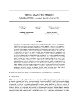 Reason Against the Machine: Future Directions for Mass Online
  Deliberation
