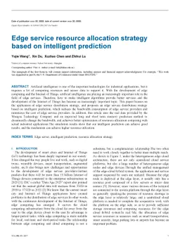 Edge service resource allocation strategy based on intelligent
  prediction