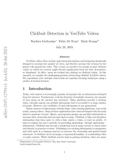 Clickbait Detection in YouTube Videos